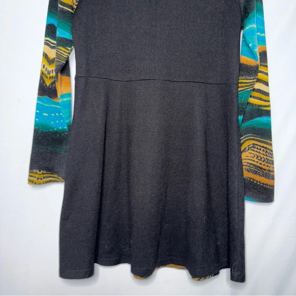 Y2K Boho Earthy Long Sleeve Mini Sweater Dress Cowl Neck Grunge‎ Fairy - Picture 8 of 9